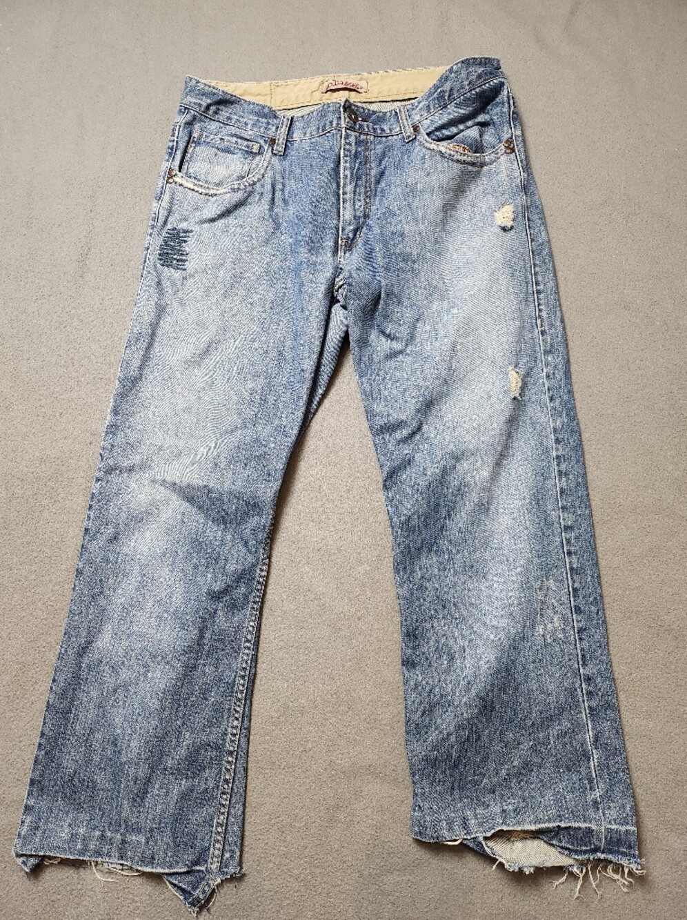 Vintage Plugg Destroyed Distressed Jeans Raw Hem Skater